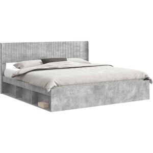 vidaXL - Bedframe - met - opbergruimte - en - hoofdbord - Betongrijs - 180 - x - 200 - cm
