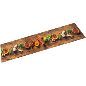 vidaXL - Keukenmat - wasbaar - kruidenprint - 60x180 - cm - fluweel