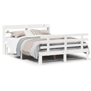 vidaXL - Bedframe - met - hoofdeinde - zonder - matras - 160x200 - cm - wit