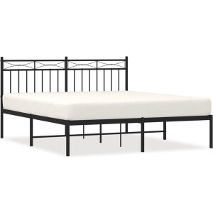 vidaXL - Bedframe - met - hoofdbord - metaal - zwart - 160x200 - cm