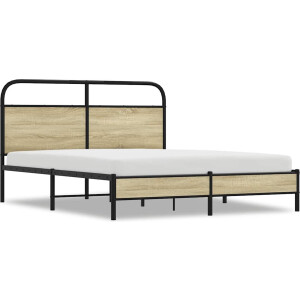 vidaXL - Bedframe - zonder - matras - bewerkt - hout - sonoma - eikenkleur - 150x200cm