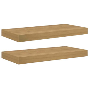 vidaXL - Wandplank - met - opslag - 2 - pcs - Bruin - 50 - x - 23 - x - 4 - cm - Bewerkt - hout