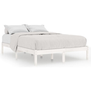 vidaXL - Bedframe - massief - hout - wit - 150x200 - cm