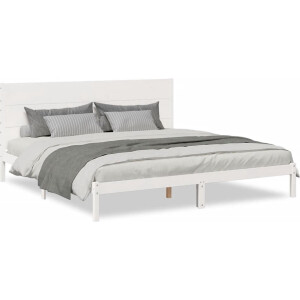 vidaXL - Bedframe - extra - lang - zonder - matras - massief - hout - wit - 200x210 - cm