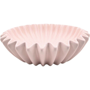 Housevitamin Plissé Schaal – Keramiek – Decoratieve Schaal – Moderne Fruitschaal – Lichtroze – 29,5 cm