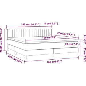 vidaXL - Boxspring - met - matras - stof - donkerbruin - 160x200 - cm