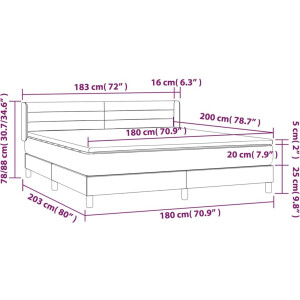 vidaXL - Boxspring - met - matras - stof - taupe - 180x200 - cm