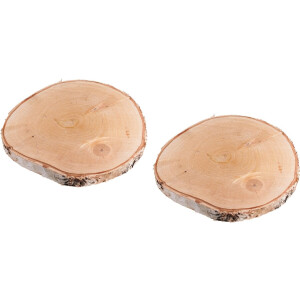 Rayher Decoratie boomschijf met schors - 2x - berkenhout - D26 cm - Hobby/Knutselen - Kaarsenplateau - rond