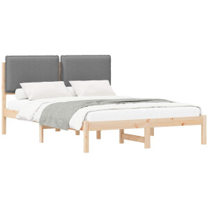 vidaXL - Bedframe - met - Gevoerde - Hoofdbord - Lichtgrijs - 140 - x - 190 - cm