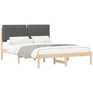 vidaXL - Bedframe - met - Gevoerde - Hoofdbord - Donkergrijs - 140 - x - 190 - cm