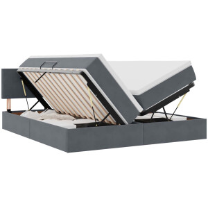 vidaXL - Bed - met - LED-stripverlichting - Donkergrijs - 180 - x - 200 - cm - Fluweel