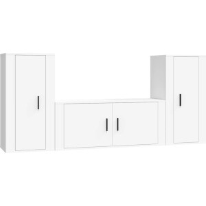 vidaXL - 3-delige - Tv-meubelset - bewerkt - hout - wit