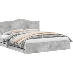 vidaXL - Bedframe - met - lade - Beton - Grijs - 200 - x - 200 - cm - Ingenieurshout