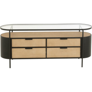 J-Line kast Ivy - ijzer - naturel/zwart