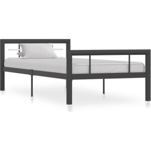 vidaXL - Bedframe - metaal - grijs - en - wit - 100x200 - cm