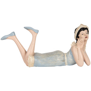 Clayre & Eef Decoratie Beeld Vrouw 26x12x9 cm Beige Kunststof