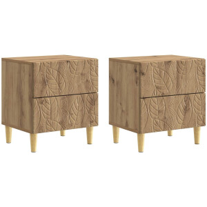 vidaXL - Nachtkastje - 2 - pcs - Artisanaal - eiken - 43 - x - 34,5 - x - 48 - cm