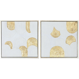 Schilderij Home ESPRIT Wit Gouden polystyreen Canvas Modern 42 x 4 x 42 cm (2 Stuks)