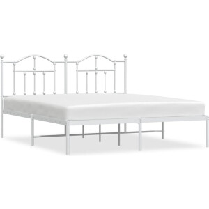 vidaXL - Bedframe - met - hoofdbord - metaal - wit - 180x200 - cm