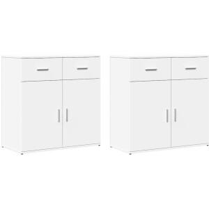 vidaXL - Dressoirs - 2 - st - 79x38x80 - cm - bewerkt - hout - wit