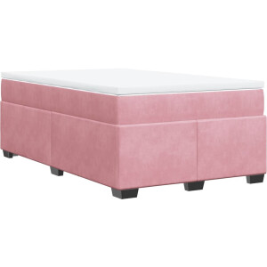 vidaXL - Boxspring - met - matras - fluweel - roze - 120x190 - cm