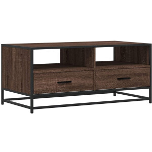 vidaXL Salontafel 100x50x45 cm bewerkt hout en metaal bruin eikenkleur - Salontafel - Salontafels - Bijzettafel - Banktafel