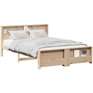 vidaXL - Bedframe - met - plank - Bruin - 160 - x - 200 - cm - Massief - grenenhout