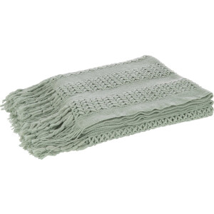 J-Line plaid Gebreid - polyester - lichtgroen - 160 x 130 cm