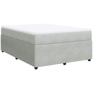 vidaXL - Boxspring - met - matras - fluweel - lichtgrijs - 140x200 - cm