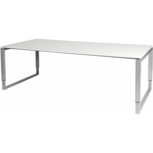 Vergadertafel - Verstelbaar - 220x100 wit - alu frame