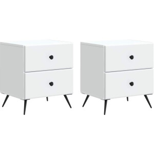 vidaXL - Nachtkastje - 2 - st - Wit - 43 - x - 34,5 - x - 47,5 - cm - Bewerkt - hout