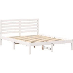 vidaXL - Bedframe - met - hoofdeinde - Wit - 120 - x - 200 - cm - Massief - grenenhout