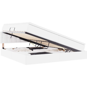 vidaXL - Opbergbed - met - LED - met - matras - Lichtgrijs - 200 - x - 200 - cm - Kunstleer