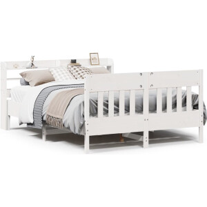 vidaXL - Bedframe - zonder - matras - massief - grenenhout - wit - 160x200 - cm