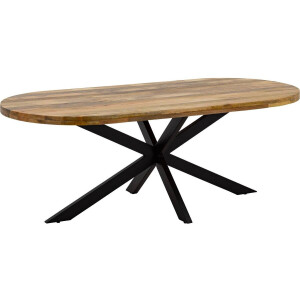 Goossens Lecce Eettafel - Hout - 210 x 76 x 100 cm - Rond - bruin
