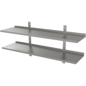 Gastro-Inox Dubbele Wandplank van RVS, 1000(l)x400(d)mm - 303.212 - Horeca & Professioneel