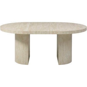 Uitschuifbare Eettafel SIDRINA Luxe Ovaal MDF Travertijn 120-240x120x76 cm – 4 tot 12 Personen – Modern Design – Abkantoor