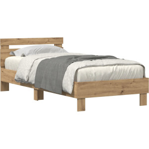 vidaXL - Bedframe - artisanaal - eikenkleurig - 100 - x - 200 - cm - Bewerkt - hout