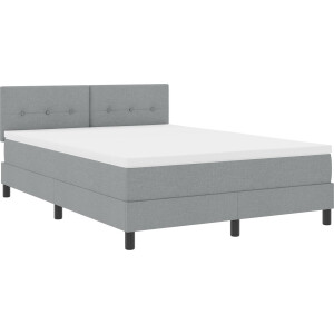 vidaXL - Boxspring - bed - met - hoofdeinde - Lichtgrijs - 140 - x - 200 - cm - Stof