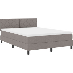 vidaXL - Boxspring - bed - met - matras - met - hoofdeinde - Taupe - 140 - x - 200 - cm - Stof