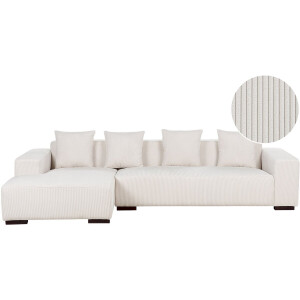 BELIANI LUNGO - Hoekbank - Gebroken wit - Rechterzijde - 285 cm - Corduroy