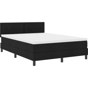 vidaXL - Boxspring - bed - met - matras - met - LED - Zwart - 160 - x - 200 - cm - Stof