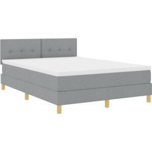 vidaXL - LED - Box - Spring - Bed - met - matras - Lichtgrijs - 140 - x - 200 - cm - Stof