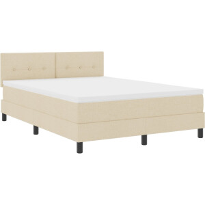 vidaXL - Boxspring - bed - met - hoofdeinde - Crème - 140 - x - 190 - cm - Stof