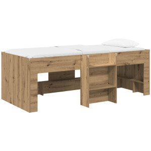 vidaXL - Kinderhoogslaper - Artisanaal - eiken - 90 - x - 200 - cm - Bewerkt - hout