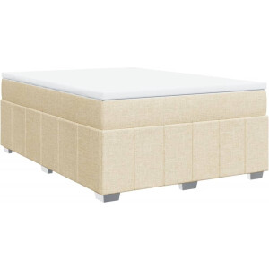 vidaXL - Boxspring - met - matras - stof - crèmekleurig - 140x190 - cm