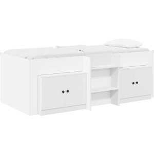 vidaXL - Loftbed - met - kast - met - opslag - met - de - deur - 3 - st - Wit - Bewerkt - hout