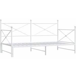 vidaXL - Slaapbank - met - onderschuifbed - zonder - matras - 100x200 - cm - staal - wit