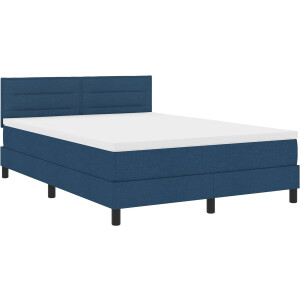 vidaXL - Boxspring - bed - met - hoofdeinde - Blauw - 140 - x - 190 - cm - Stof