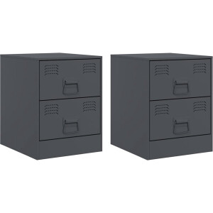 vidaXL - Nachtkastjes - 2 - st - 34,5x39x44 - cm - staal - antracietkleurig